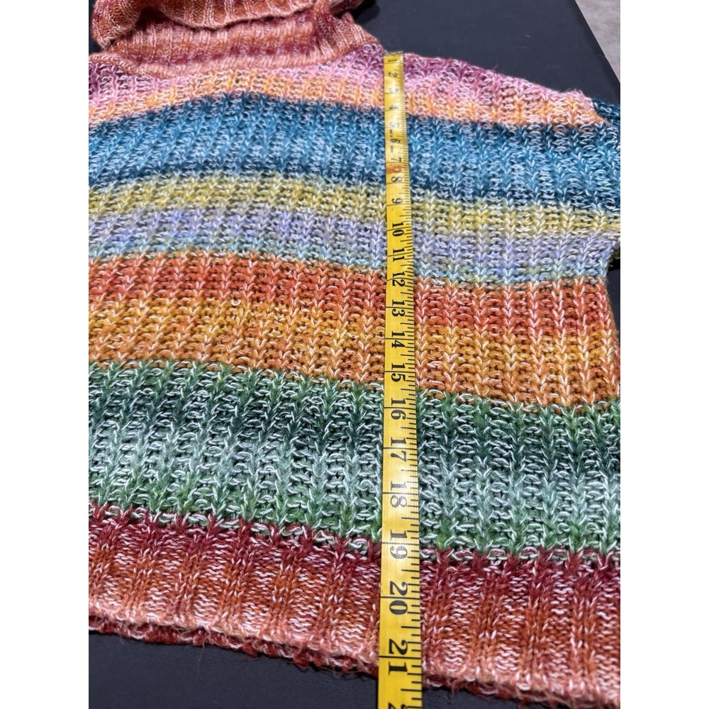 Sun+Moon Rainbow Space Dye Turtleneck Sweater L Multi Color Chunky Knit Lorelai - Picture 8 of 8